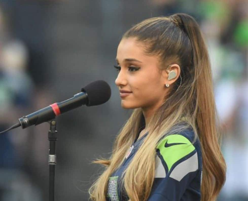 Ariana Grande Performing the National Anthem at the NFL Kickoff 2014