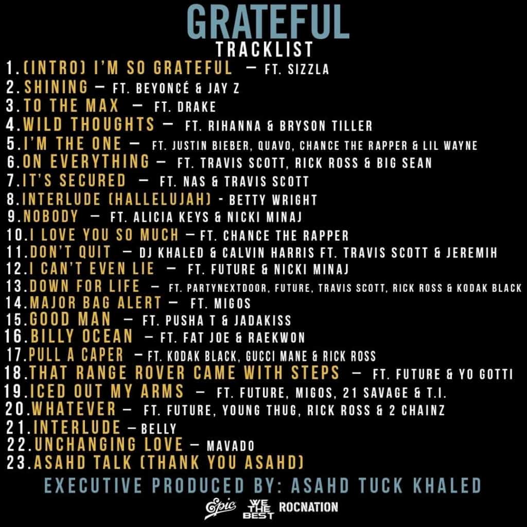 DJ Khaled - Grateful Tracklist
