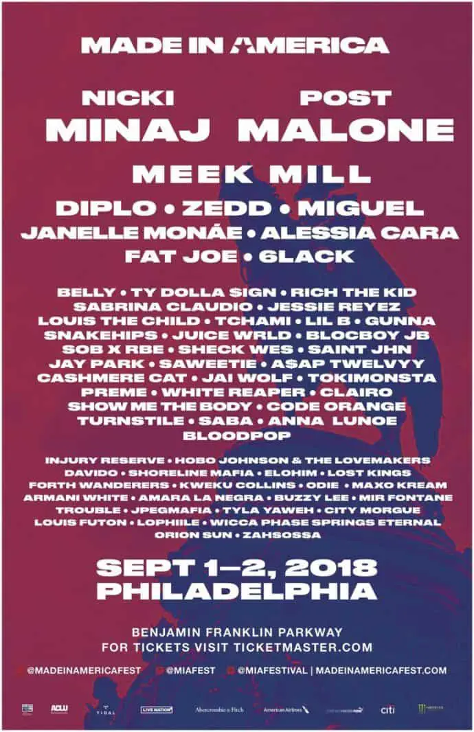 Nicki Minaj & Post Malone To Headline Made In America 2018 Festival