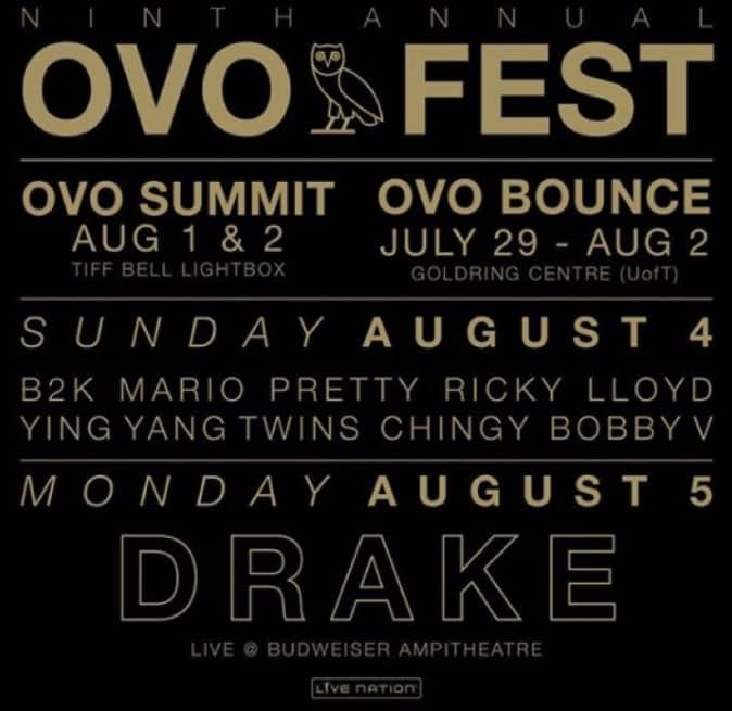 Drake Reveals 2019 OVO Fest Lineup