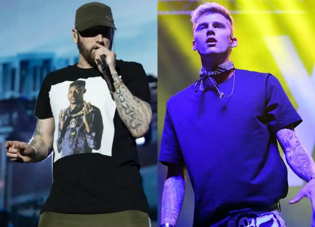 Watch Machine Gun Kelly on Eminem Put us on a track, see who comes harder