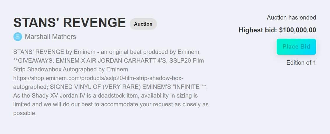 Tom MacDonald Wins Eminem's STAN'S REVENGE NFT with $100k Bid
