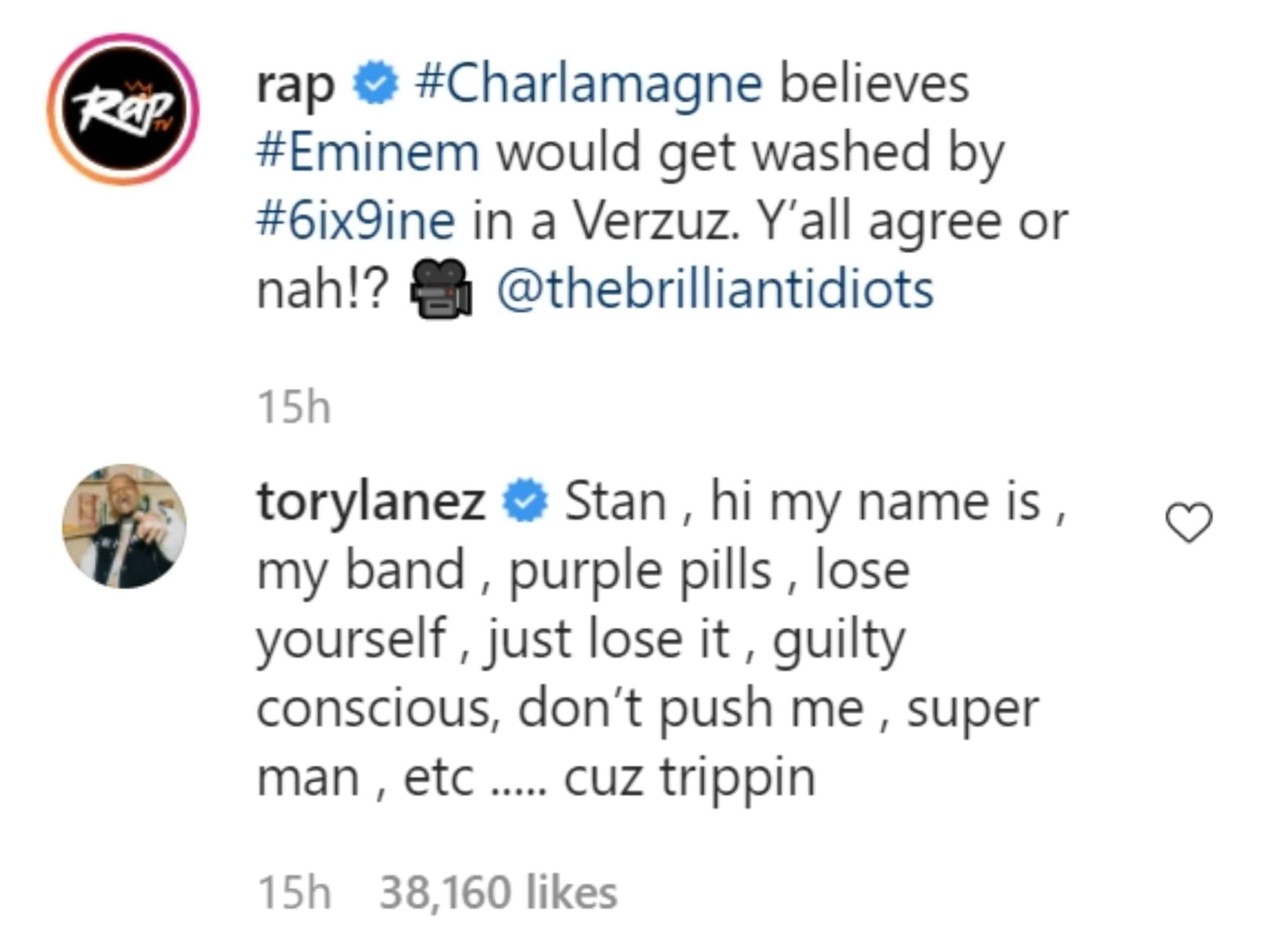 Tory Lanez Supports Eminem After Charlamagne's Verzuz Comments