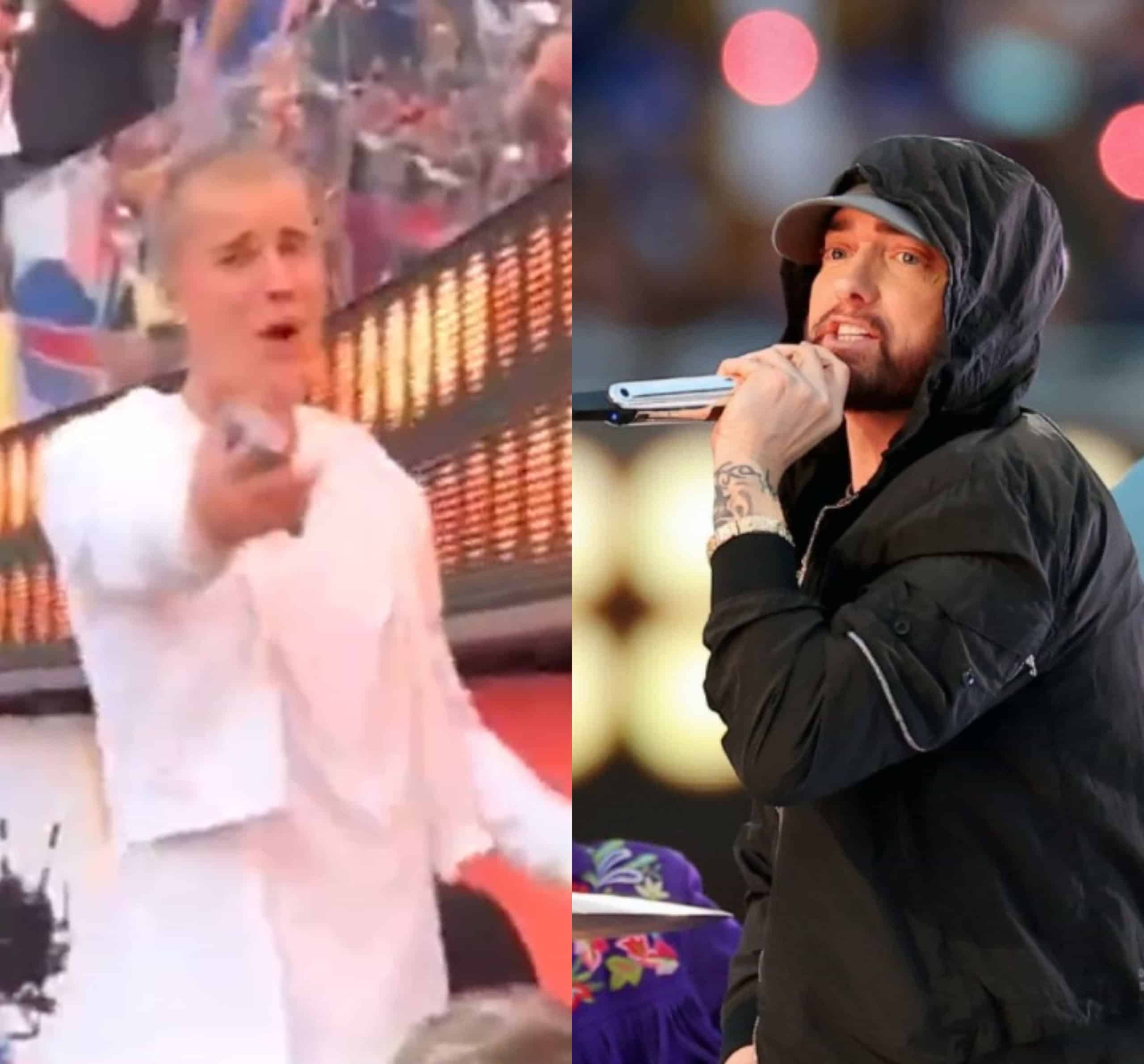 Watch Justin Bieber Raps Along Eminem's Lose Yourself At Super Bowl Show