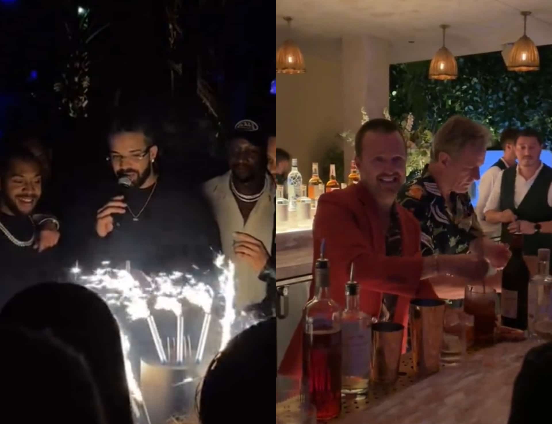 Drake Celebrates 37th Birthday In Miami, Aaron Paul & Bryan Cranston Takes Bartender's Role