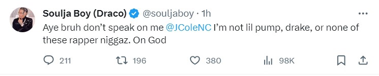 J. Cole Says He Hated Soulja Boy In College Days; Big Draco Responds