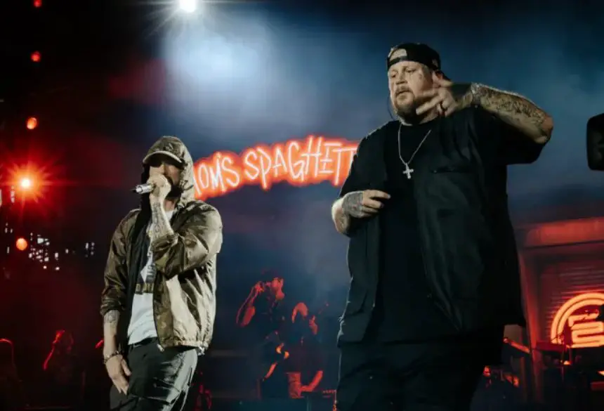 Jelly Roll Brings Out Eminem At Detroit's Ford Field Stadium Concert
