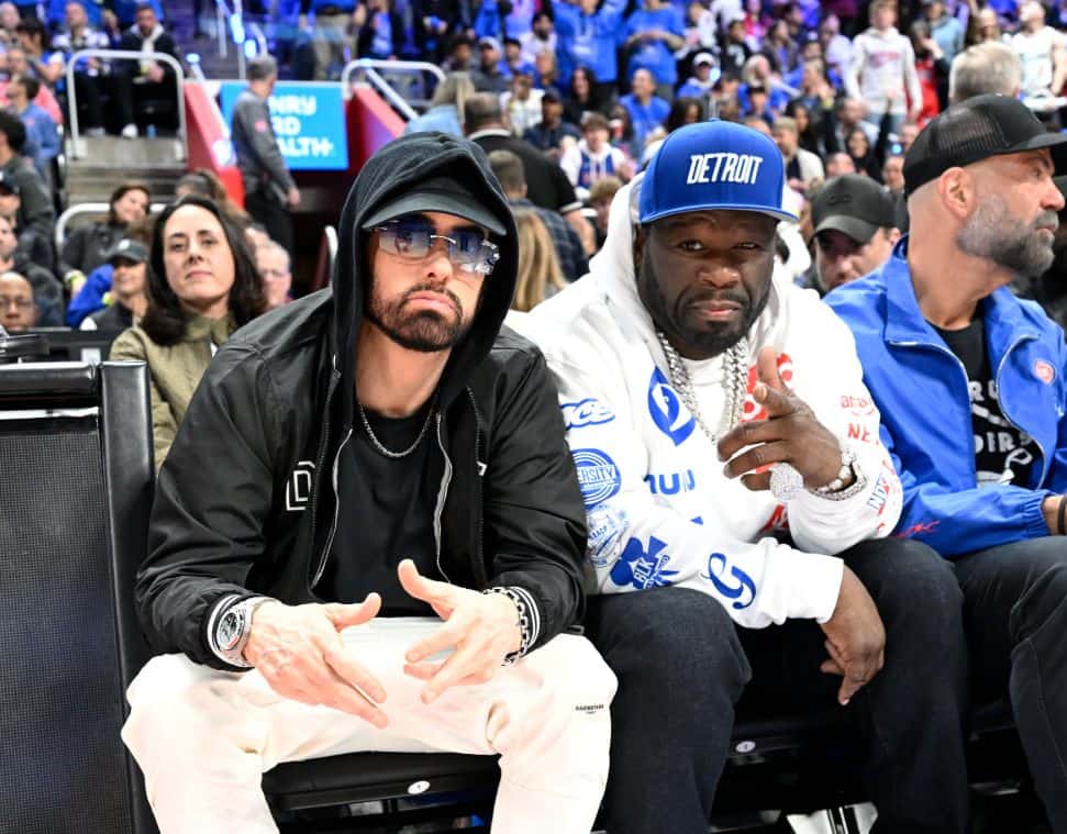 Eminem And 50 Cent Reunite At Pistons Vs Cavaliers Game 5 In Detroit